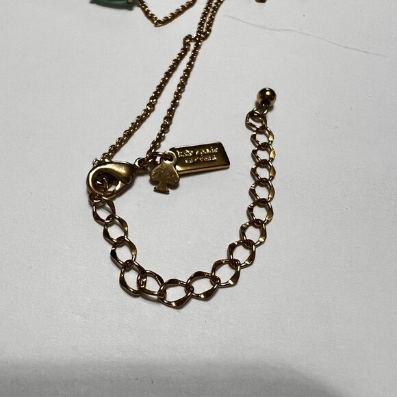 Kate Spade Triple Faceted Green Pendant Gold Chain Necklace Like New Adj… - Picture 9 of 9